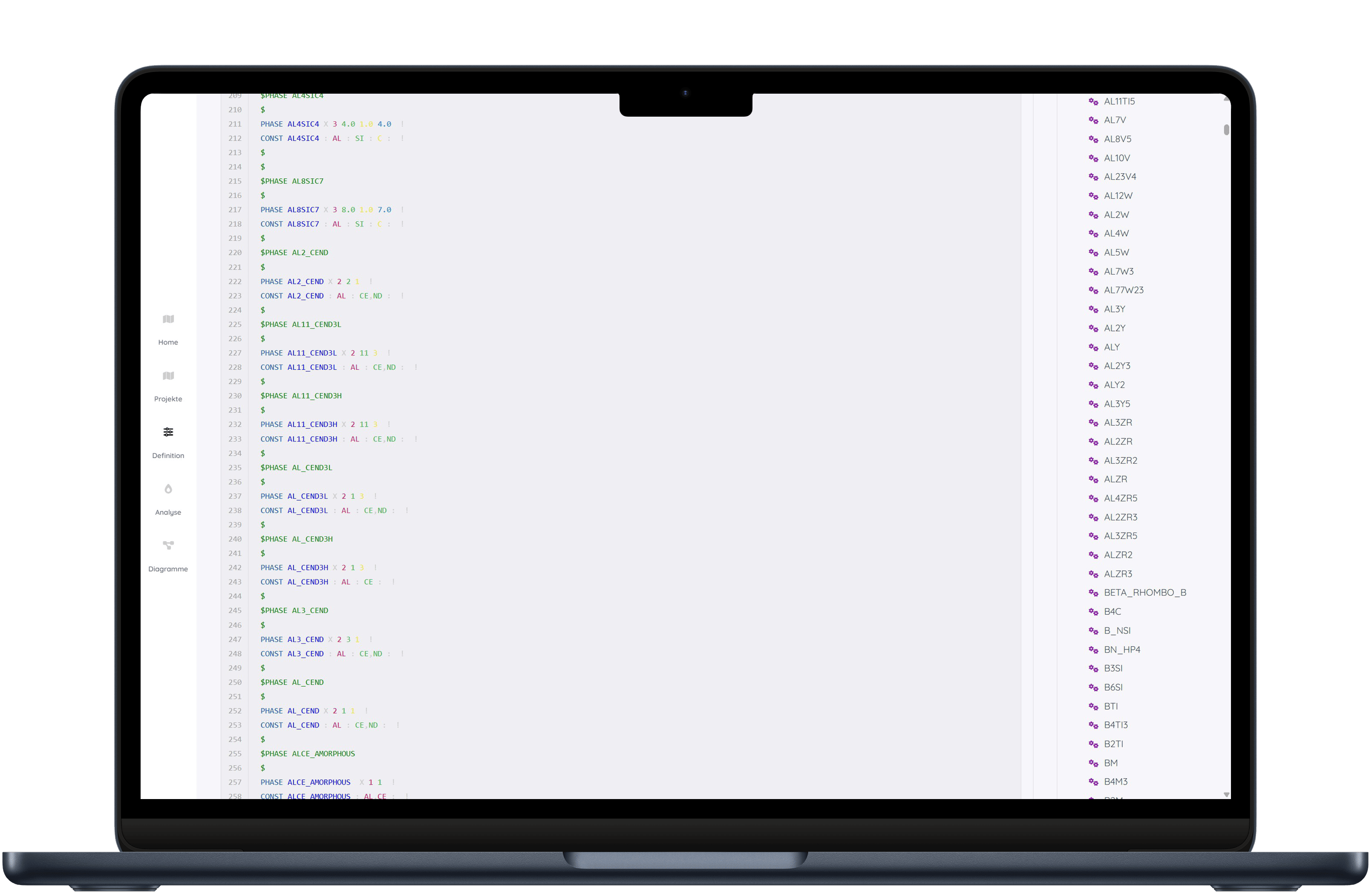 Thermodynamische Datenbank Visualisierung